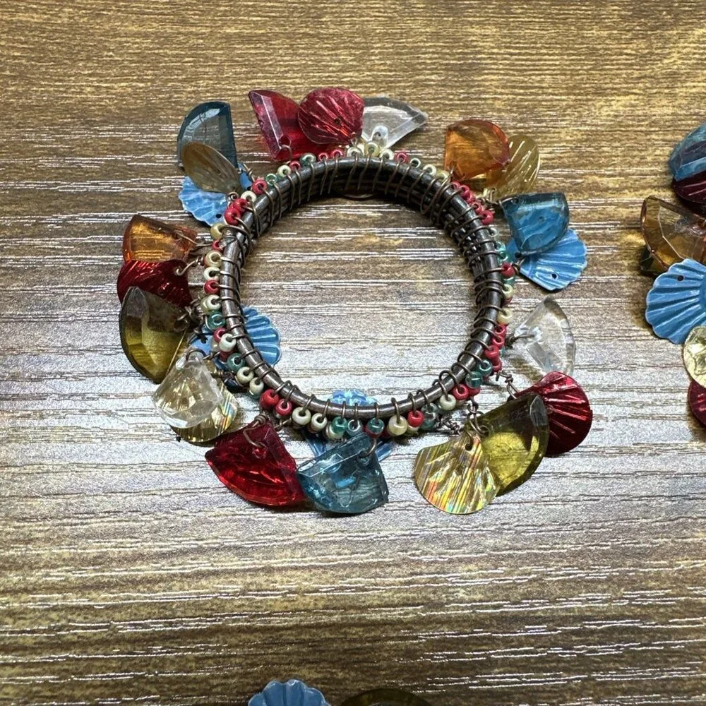 Vintage‎ Bohemian Beaded Napkin Rings Holders Set Of 4 Eclectic Colorful Unique